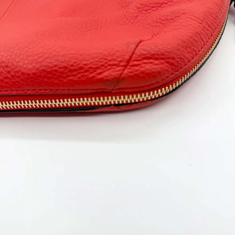 Tory Burch Ivy Slouchy Satchel Samba Red Pebbled Leather Handbag 32163‎ NEW